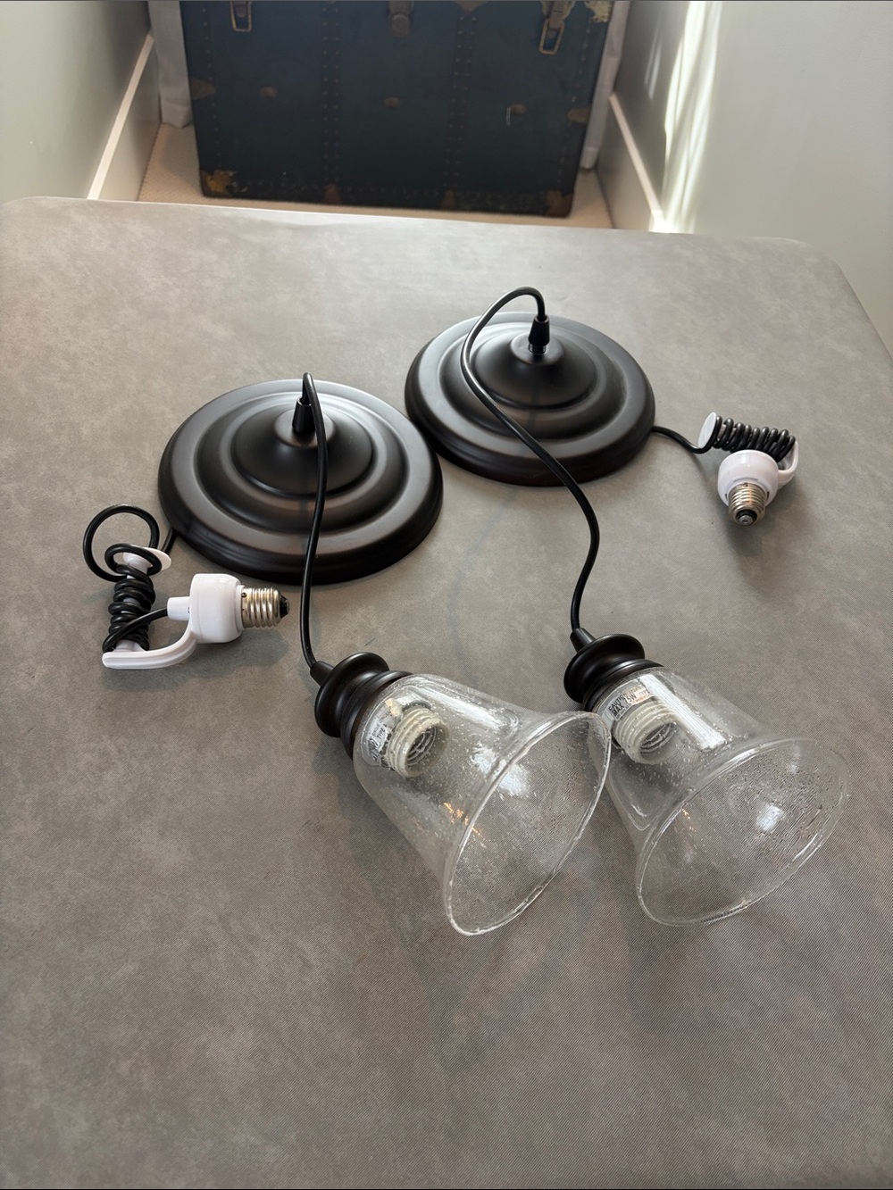 Set of 2 Dark Bronze Recessed/Can Light to Pendant Light Conversion Kit